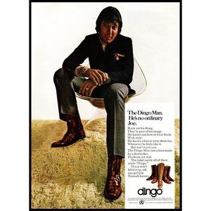 1970 Dingo Boots Joe Montana Vintage Print Ad Shag Rug Clear Eames Chair Photo